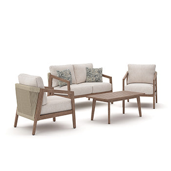 Auburndale Furniture Outlet - Ashley Furniture - Nature Lane Outdoor - Sofa/Chairs/Table Set (4/CN) - PCP355-081