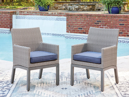Auburndale Furniture Outlet - Ashley Furniture - Half Moon Beach Outdoor - Arm Chair With Cushion (Set of 2) / Blue/Gray - PCP418-601A