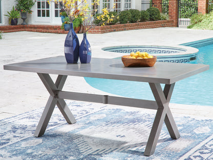 Auburndale Furniture Outlet - Ashley Furniture - Half Moon Beach Outdoor - RECT Dining Table w/UMB OPT / Gray - PCP418-625