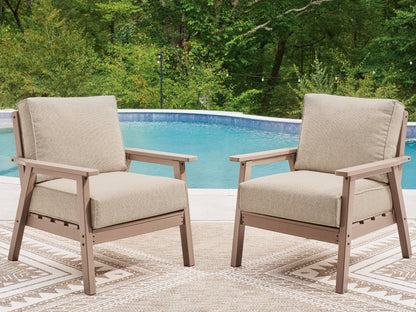 Auburndale Furniture Outlet - Ashley Furniture - Grover Beach Outdoor - Lounge Chair w/Cushion (Set of 2) / Driftwood - PCP422-820