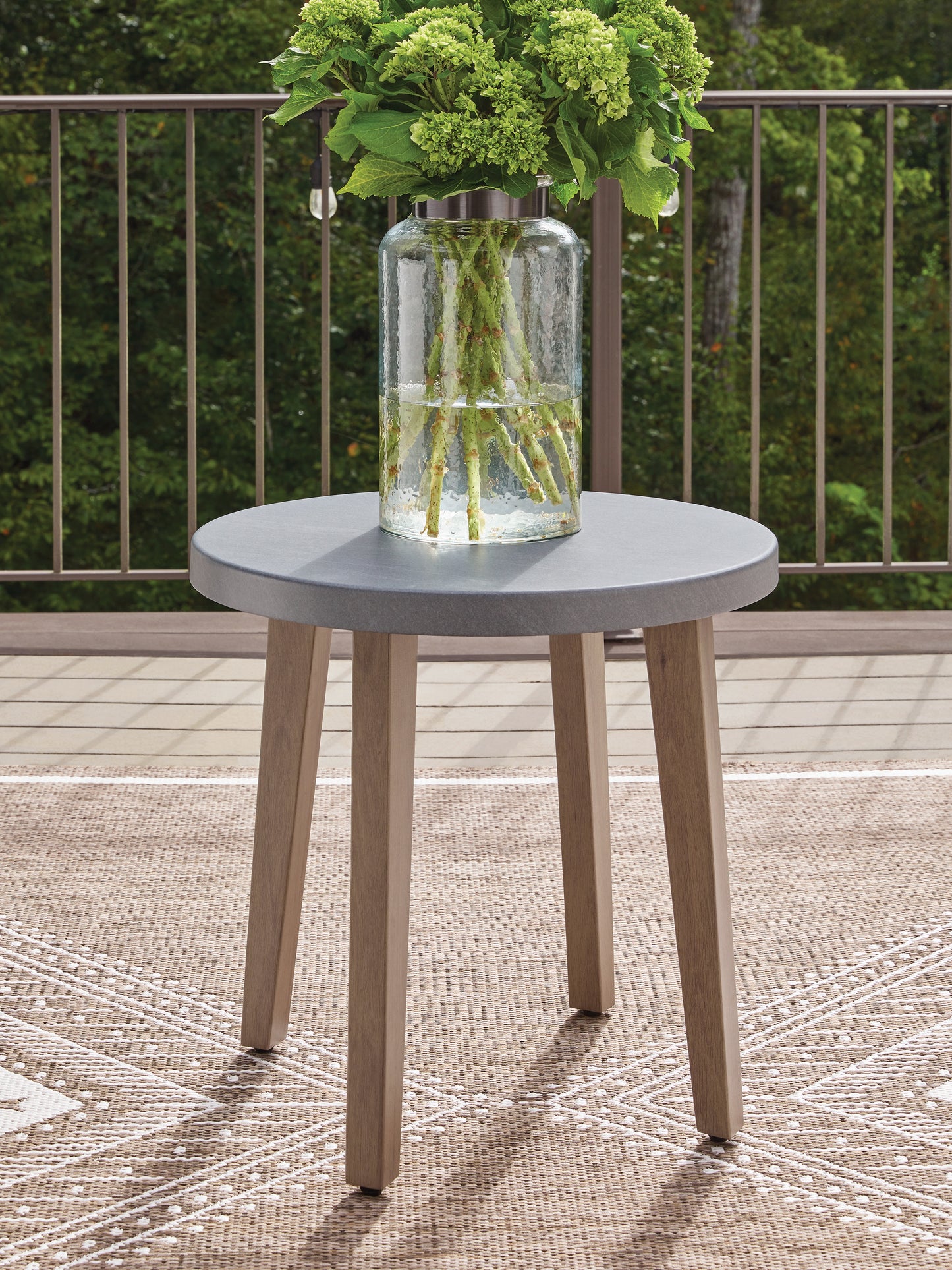 Auburndale Furniture Outlet - Ashley Furniture - Harmony Headlands Outdoor - Round End Table / Natural/Gray - PCP428-706