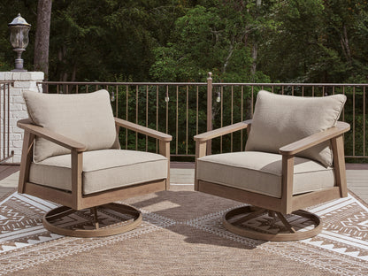 Auburndale Furniture Outlet - Ashley Furniture - Harmony Headlands Outdoor - Swivel Lounge w/ Cushion / Natural/Gray - PCP428-821