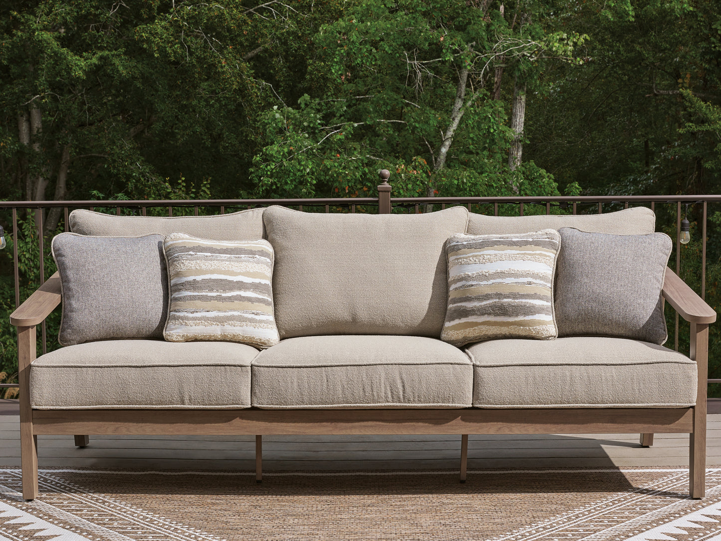 Auburndale Furniture Outlet - Ashley Furniture - Harmony Headlands Outdoor - Sofa with Cushion / Natural/Gray - PCP428-838