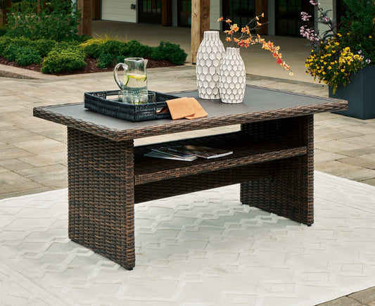 Auburndale Furniture Outlet - Ashley Furniture - Brook Ranch Outdoor - Sofa SEC/Bench w/CUSH (3/CN) / Brown - P465-822