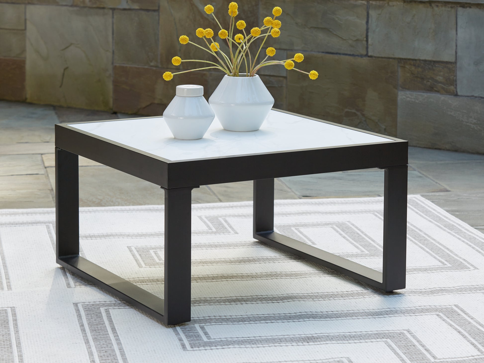 Auburndale Furniture Outlet - Ashley Furniture - Beachloft Outdoor - Square Cocktail Table / Black/Gray - P490-708