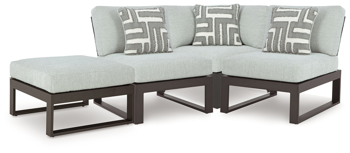 Auburndale Furniture Outlet - Ashley Furniture - Beachloft Outdoor - 4-Piece Outdoor Sectional / Black/Gray - P490P7
