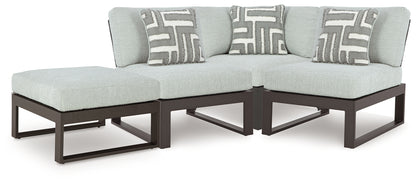 Auburndale Furniture Outlet - Ashley Furniture - Beachloft Outdoor - 4-Piece Outdoor Sectional / Black/Gray - P490P7