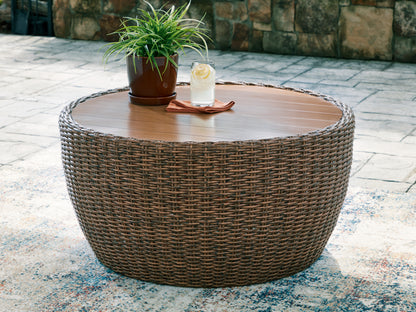 Auburndale Furniture Outlet - Ashley Furniture - Double Point Outdoor - Round Cocktail Table / Beige - PCP503-708