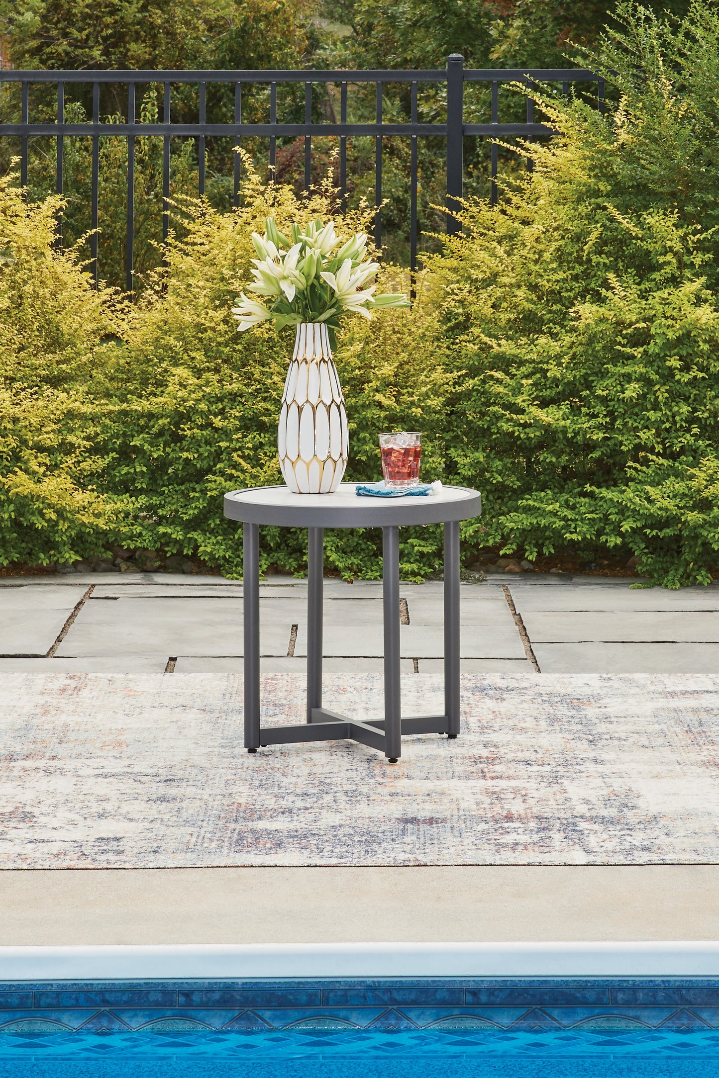 Auburndale Furniture Outlet - Ashley Furniture - Ocean Beach Outdoor - Round End Table / Gray - PCP510-706