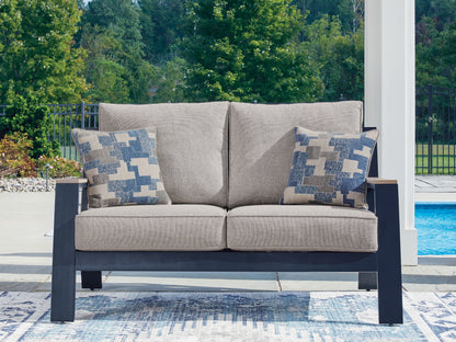 Auburndale Furniture Outlet - Ashley Furniture - East Beach Outdoor - Loveseat w/Cushion / Navy Blue/Driftwood - PCP587-835