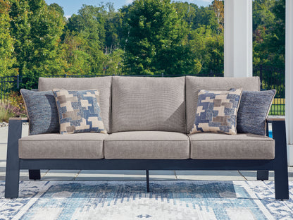 Auburndale Furniture Outlet - Ashley Furniture - East Beach Outdoor - Sofa with Cushion / Navy Blue/Driftwood - PCP587-838