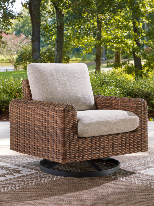 Auburndale Furniture Outlet - Ashley Furniture - Dolan Creek Outdoor - Swivel Lounge w/ Cushion / Gray/Brown - PCP610-821