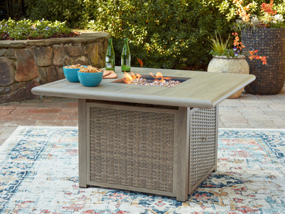 Auburndale Furniture Outlet - Ashley Furniture - Cliff Trails Outdoor - Square Fire Pit Table / Beige - PCP690-772