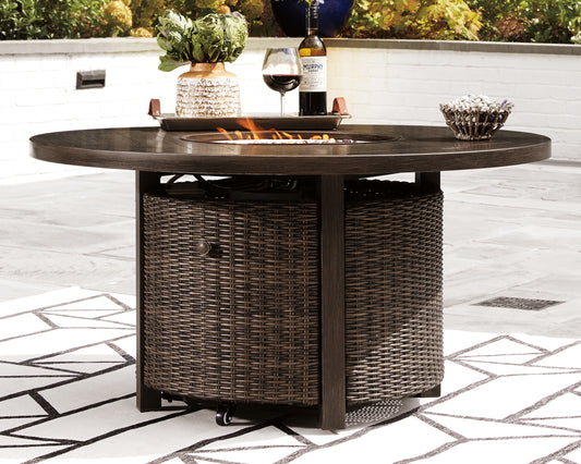 Auburndale Furniture Outlet - Ashley Furniture - Paradise Trail Outdoor - Outdoor Counter Height Dining Table with 4 Barstools / Medium Brown - P750P5