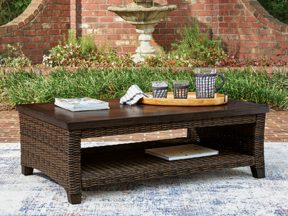 Auburndale Furniture Outlet - Ashley Furniture - Monterey Point Outdoor - Rectangular Cocktail Table / Dark Brown - PCP760-701