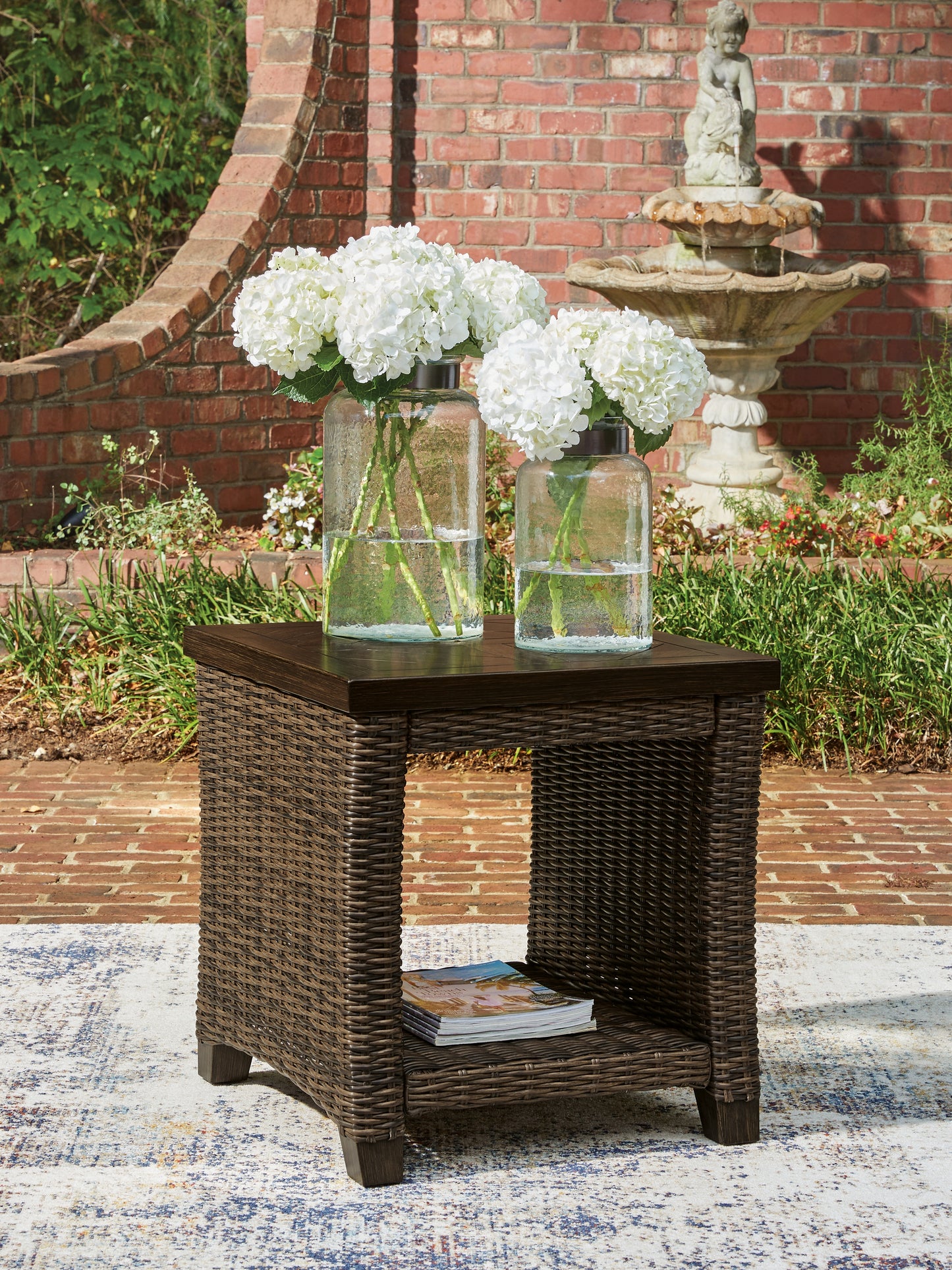 Auburndale Furniture Outlet - Ashley Furniture - Monterey Point Outdoor - Square End Table / Dark Brown - PCP760-702