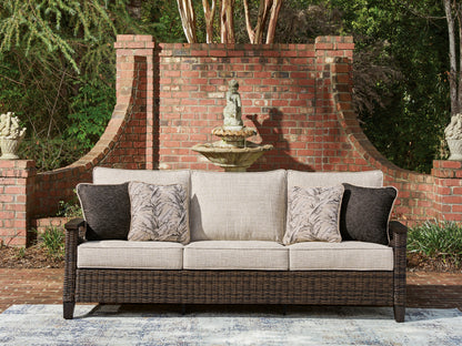 Auburndale Furniture Outlet - Ashley Furniture - Monterey Point Outdoor - Sofa with Cushion / Dark Brown - PCP760-838