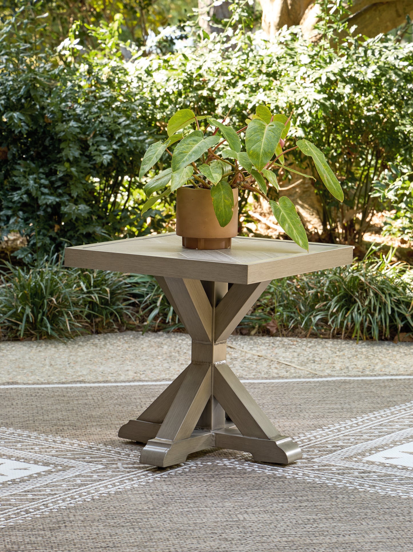 Auburndale Furniture Outlet - Ashley Furniture - Laguna Heights Outdoor - Square End Table / Beige - PCP790-702