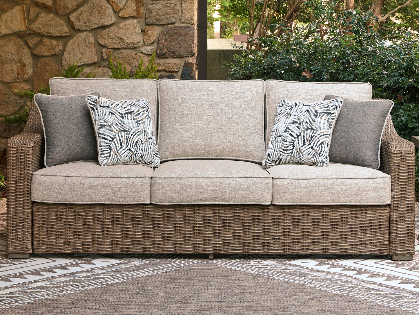 Auburndale Furniture Outlet - Ashley Furniture - Laguna Heights Outdoor - Sofa with Cushion / Beige - PCP790-838