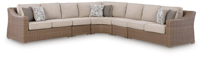 Auburndale Furniture Outlet - Ashley Furniture - Laguna Heights Outdoor - 5-Piece Outdoor Sectional / Beige - PCP790P3