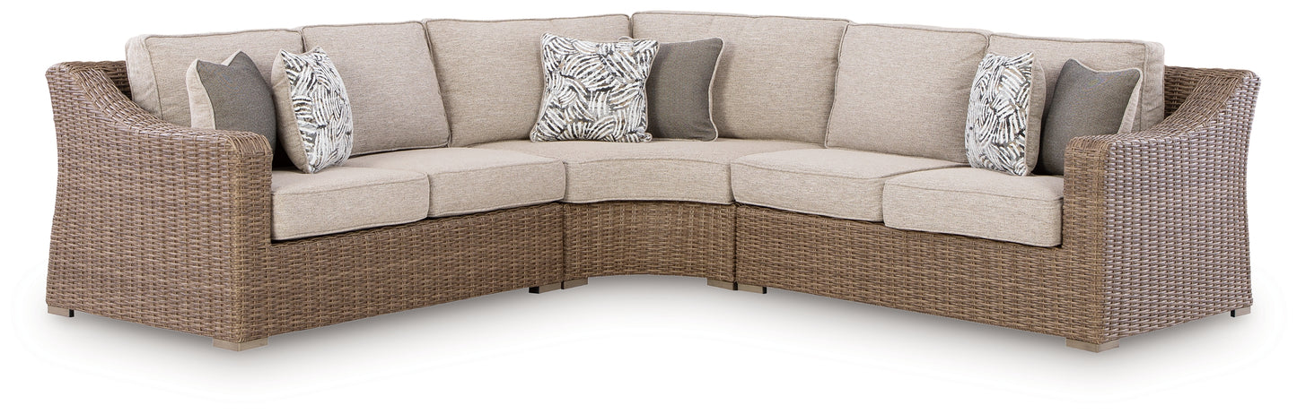 Auburndale Furniture Outlet - Ashley Furniture - Laguna Heights Outdoor - 3-Piece Outdoor Sectional / Beige - PCP790P1