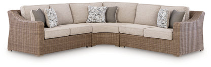 Auburndale Furniture Outlet - Ashley Furniture - Laguna Heights Outdoor - 3-Piece Outdoor Sectional / Beige - PCP790P1