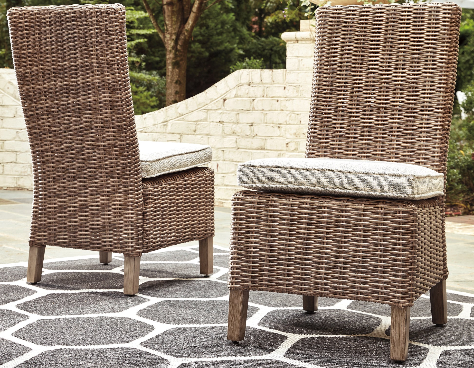 Auburndale Furniture Outlet - Ashley Furniture - Beachcroft Outdoor - Side Chair with Cushion (Set of 2) / Beige - P791-601