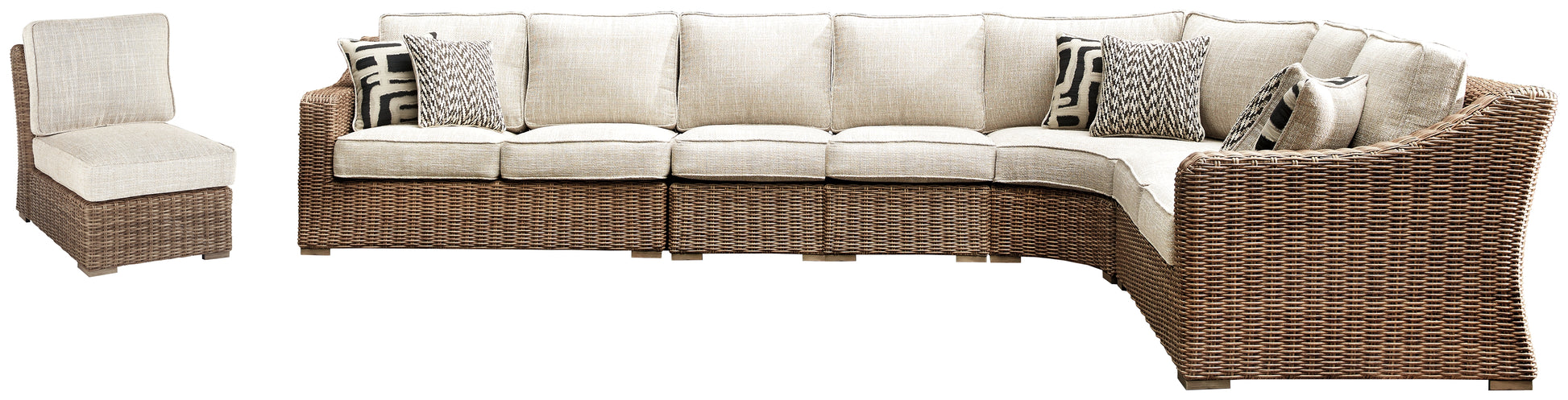 Auburndale Furniture Outlet - Ashley Furniture - Beachcroft Outdoor - 6-Piece Outdoor Seating Set / Beige - P791P11
