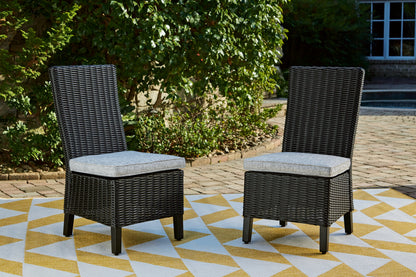 Auburndale Furniture Outlet - Ashley Furniture - Beachcroft Outdoor - Side Chair with Cushion (Set of 2) / Black/Light Gray - P792-601