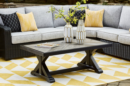 Auburndale Furniture Outlet - Ashley Furniture - Beachcroft Outdoor - Rectangular Cocktail Table / Black/Light Gray - P792-701