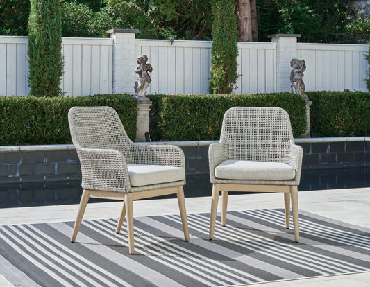 Auburndale Furniture Outlet - Ashley Furniture - Seton Creek Outdoor - Barstool with Cushion (Set of 2) / Beige/Gray - P798-130