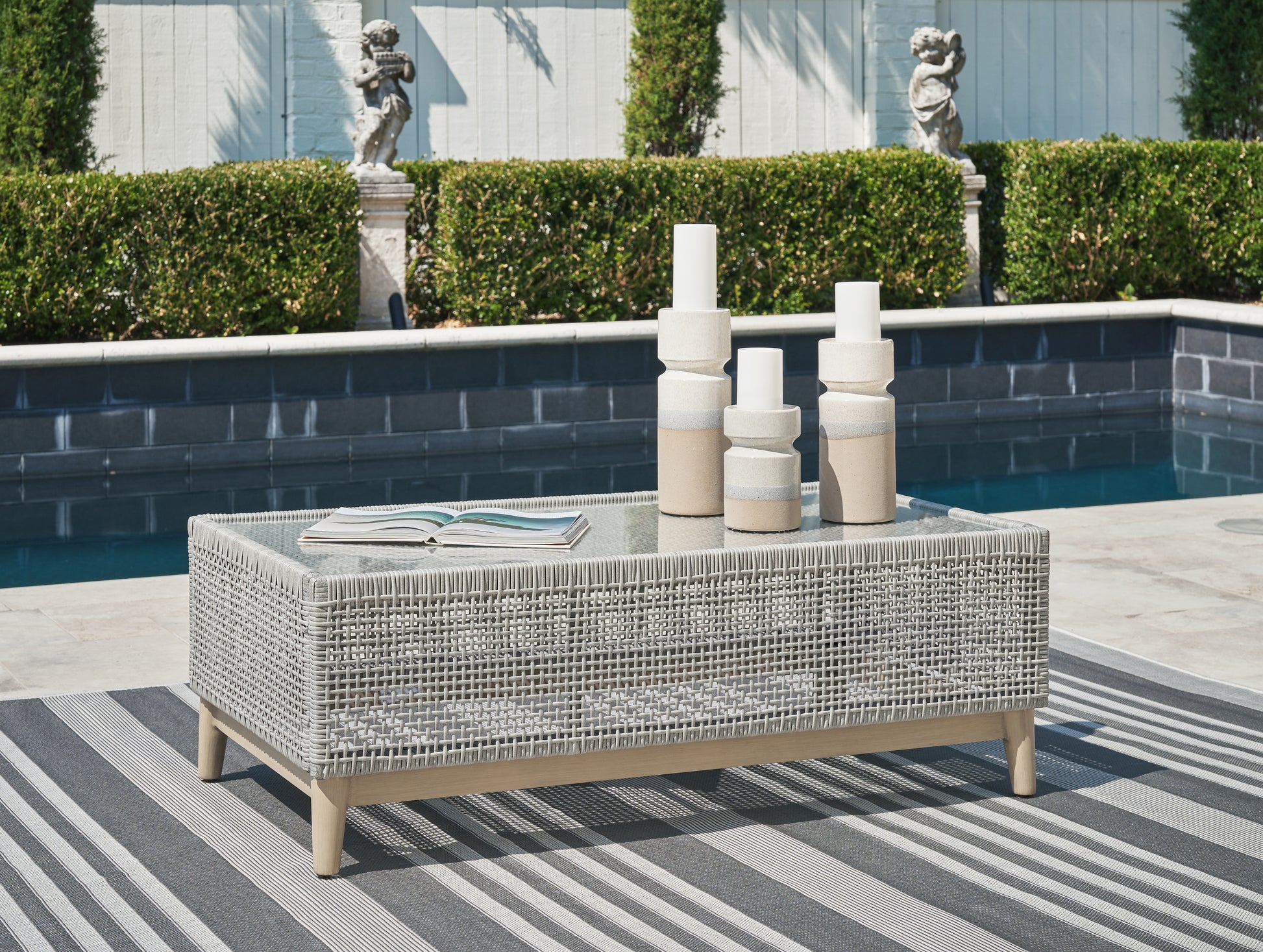 Auburndale Furniture Outlet - Ashley Furniture - Seton Creek Outdoor - Rectangular Cocktail Table / Gray - P798-701