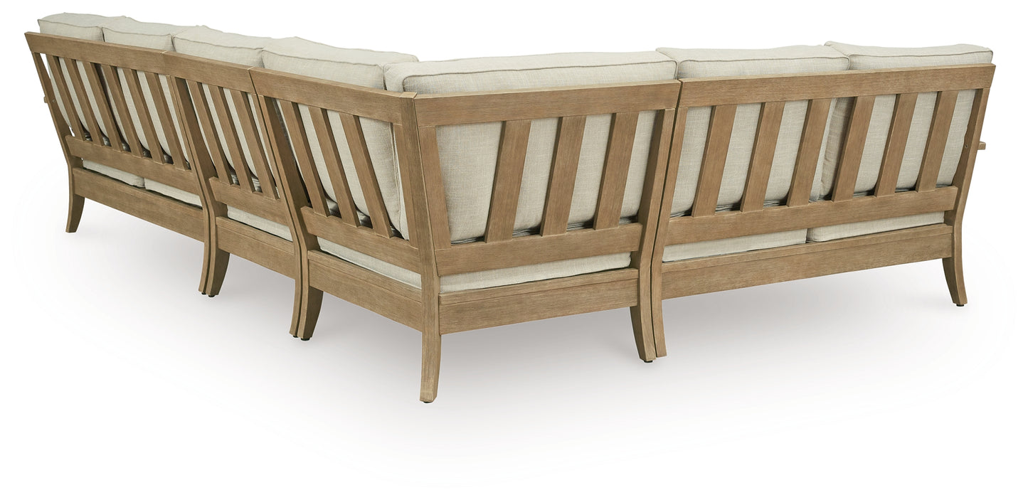 Auburndale Furniture Outlet - Ashley Furniture - Clare View Outdoor - 4-Piece Outdoor Sectional / Beige - P801P11