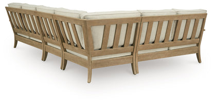 Auburndale Furniture Outlet - Ashley Furniture - Clare View Outdoor - 4-Piece Outdoor Sectional / Beige - P801P11