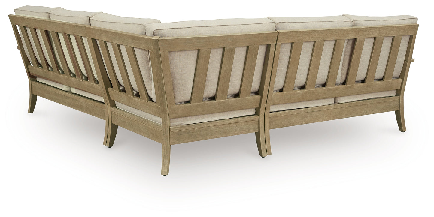 Auburndale Furniture Outlet - Ashley Furniture - Clare View Outdoor - 3-Piece Outdoor Sectional / Beige - P801P10