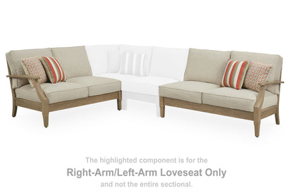 Auburndale Furniture Outlet - Ashley Furniture - Clare View Outdoor - RAF/LAF Loveseat w/CUSH (Set of 2) / Beige - P801-854