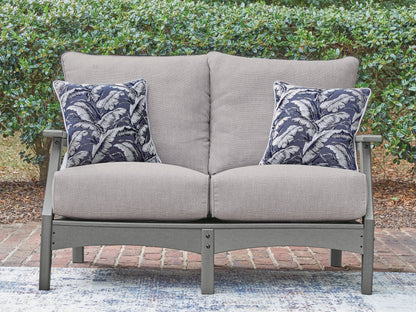 Auburndale Furniture Outlet - Ashley Furniture - Cove Beach Outdoor - Loveseat w/Cushion / Gray - PCP803-835