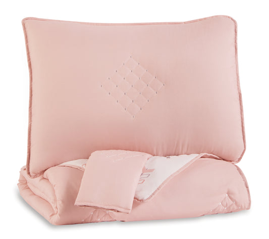 Auburndale Furniture Outlet - Ashley Furniture - Lexann Full Comforter Set - Full Comforter Set / Pink/White/Gray - Q901003F
