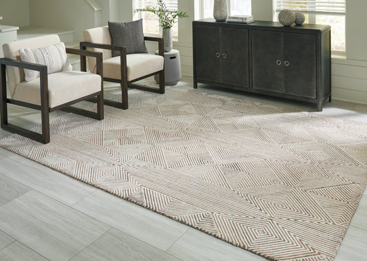 Auburndale Furniture Outlet - Ashley Furniture - Jadott Rug - 8' x 10' Rug / Beige/Brown - R406801