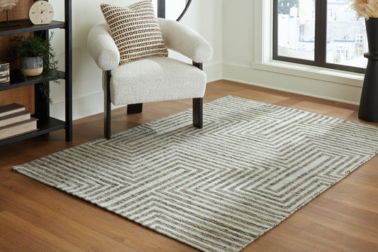 Auburndale Furniture Outlet - Ashley Furniture - Jossen Rug - 5' x 7' Rug / Ivory/Gray - R406832