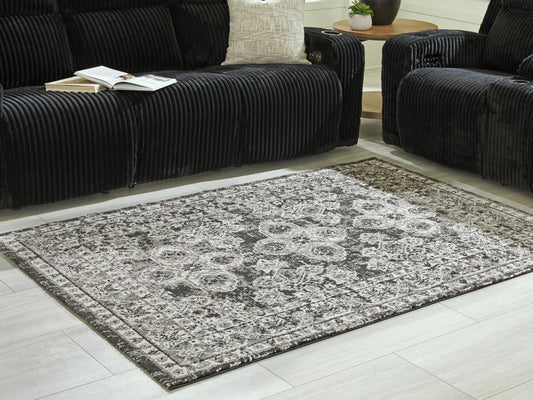 Auburndale Furniture Outlet - Ashley Furniture - Glennisman Rug - Medium Rug / Black/Gray/Ivory - R407272