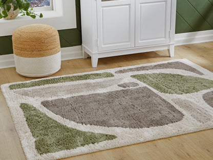 Auburndale Furniture Outlet - Ashley Furniture - Anburgh Rug - Large Rug / Green/Gray/Ivory - R407351