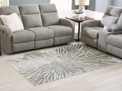 Auburndale Furniture Outlet - Ashley Furniture - Verland Rug - Washable 5' x 7' Area Rug / Gray/White - R407432