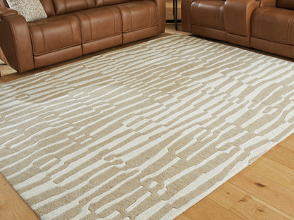 Auburndale Furniture Outlet - Ashley Furniture - Corrbell Rug - 7'8" x 10' Area Rug / Beige/White - R407631
