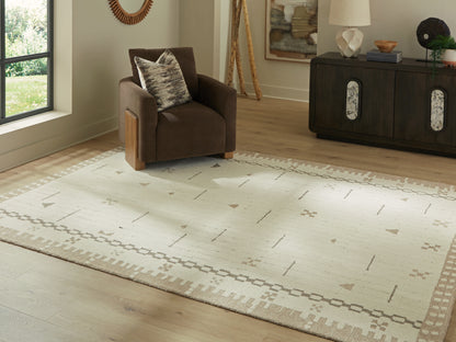 Auburndale Furniture Outlet - Ashley Furniture - Dot Rug - 7'8" x 10' Area Rug / Cream/Brown/Taupe - R407651