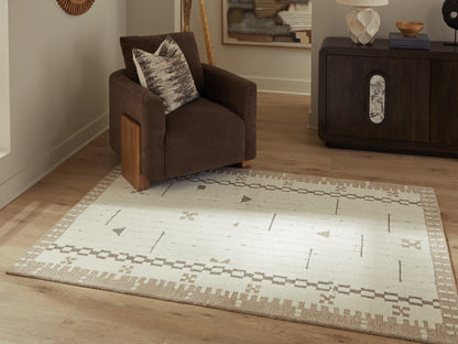 Auburndale Furniture Outlet - Ashley Furniture - Dot Rug - 7'8" x 10' Area Rug / Cream/Brown/Taupe - R407651