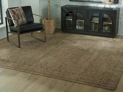 Auburndale Furniture Outlet - Ashley Furniture - Merrittman Rug - 7'8" x 10' Area Rug / Brown/Ivory - R407701