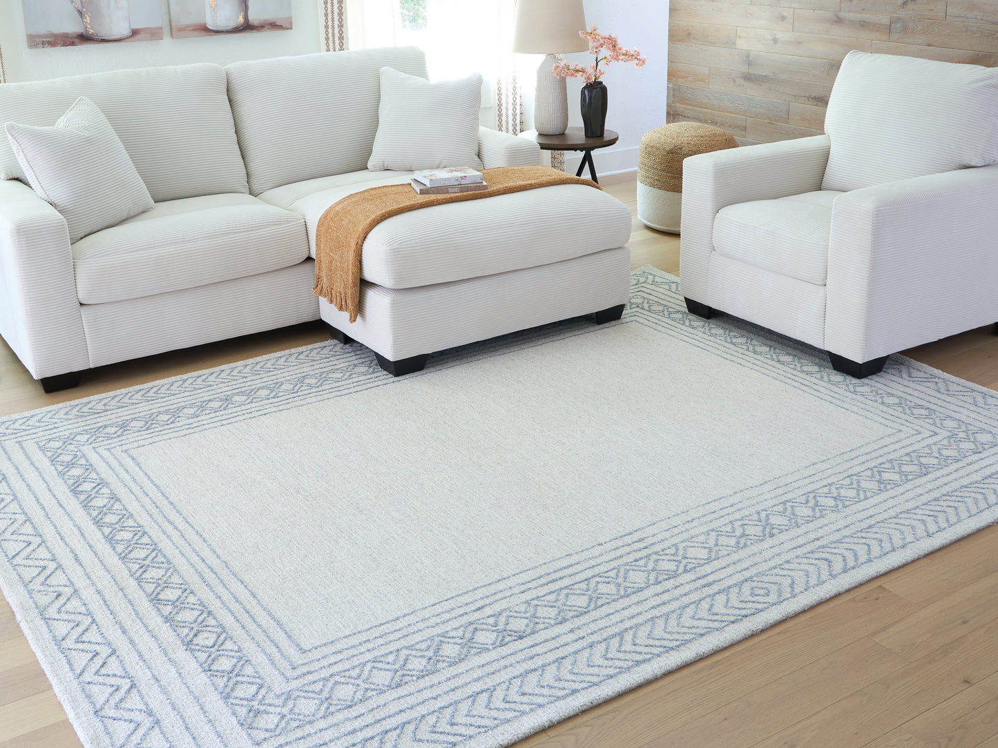 Auburndale Furniture Outlet - Ashley Furniture - Azelhurst Rug - 7'8" x 10' Area Rug / Blue/Ivory/Gray - R407851