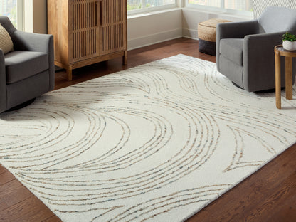 Auburndale Furniture Outlet - Ashley Furniture - Deenbury Rug - 5' x 7' Area Rug / Ivory/Green/Brown - R407862