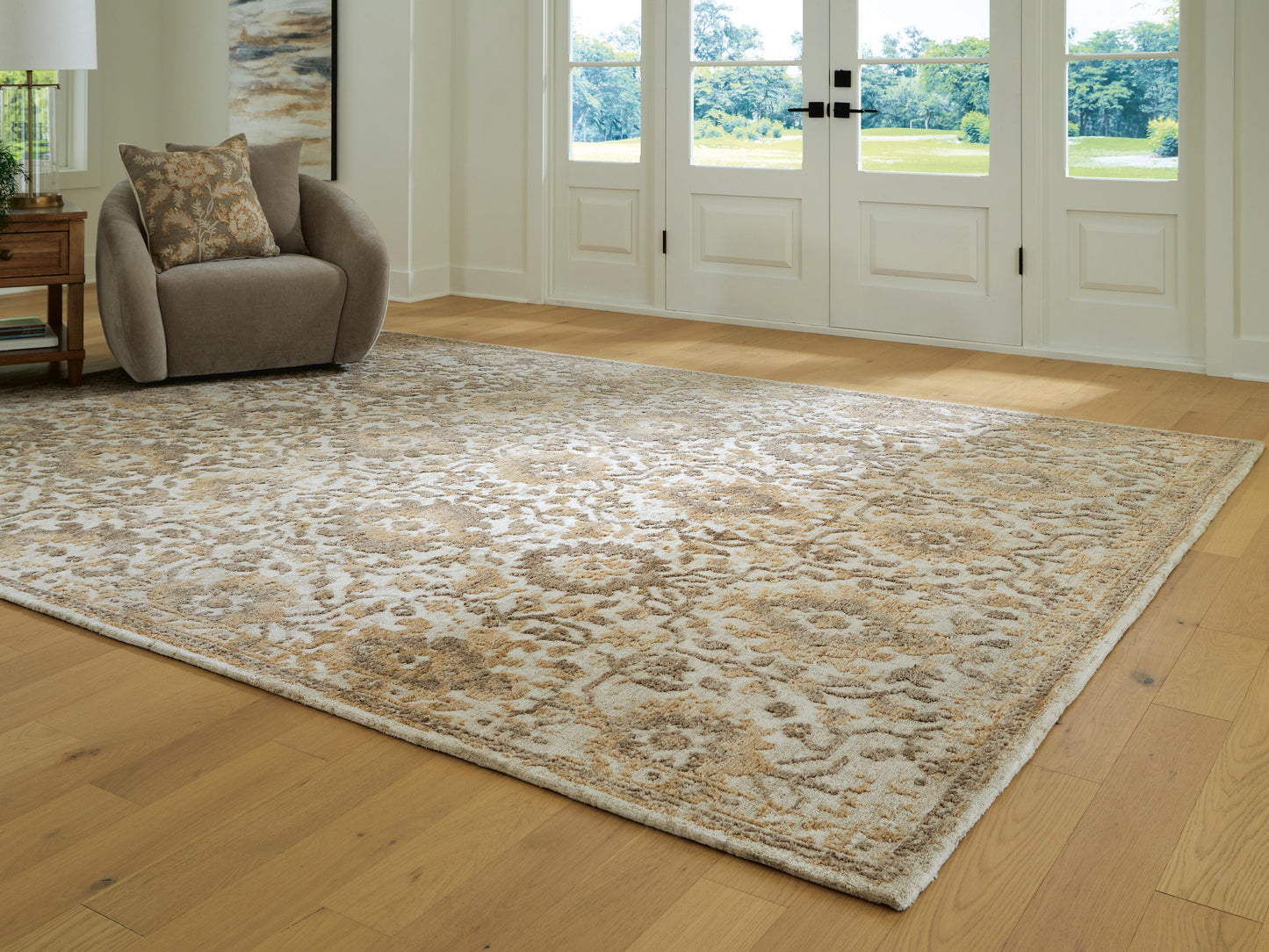 Auburndale Furniture Outlet - Ashley Furniture - Sableridge Rug - Extra Large Rug / Ivory/Taupe/Camel - R408570